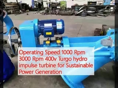 Velocidad de funcionamiento 1000 rpm 3000 rpm 400v Turgo turbina de impulso hidroeléctrico para la generación de energía sostenible